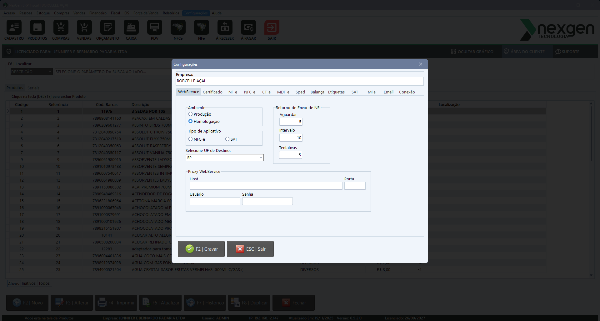 Configurações Fiscais